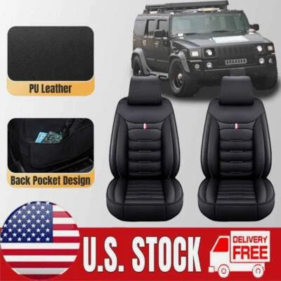 2x For Hummer H2 SUT 2003-2009 Black Front Seat Cover Protector PU leather L & R - Image 1 of 4