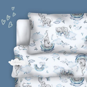 BABY BOY COT BEDDING SET DUVET COVER , PILLOWCASE, BLUE ELEPHANT, RAINOW - Picture 1 of 3
