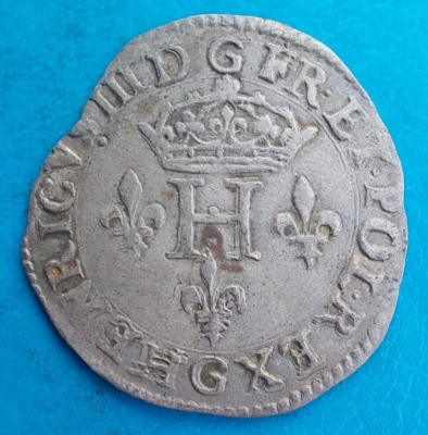 Henri III, Double Sol Parisis 1585 G Poitiers, Pretty And R5 At The Sombart! - Image 1 of 4