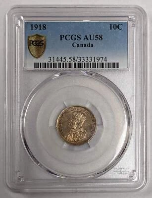 1918 Canada 10c PCGS AU 58 - Image 1 of 4