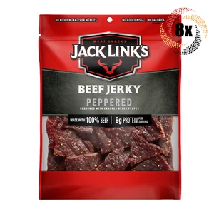 8x Bags Jack Link's Peppered Beef Jerky | 3.25oz | 100% Beef | 9G Protein - Picture 1 of 1