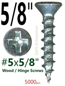 Phillips Flat Head # 5 x 5/8" Wood Particle Board Screw Zinc (5000)  - Picture 1 of 5