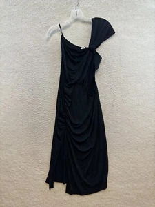 Y2K Vintage Frederick's of Hollywood Midi Dress Small Black One Shoulder Cut-Out - Picture 1 of 6