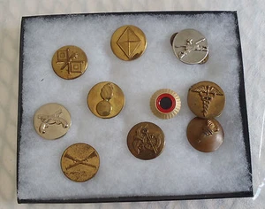 Ten WW 1 & 2 US Army  collar insignia pins medic infantry signal ordinance - Picture 1 of 1