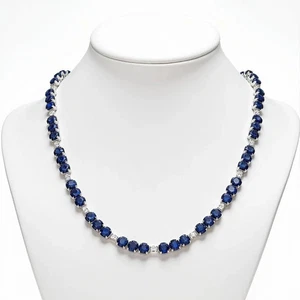 Valentine 14k White Gold Plated Womens Necklace Chain Pear Blue Sapphire 18 in - Picture 1 of 3