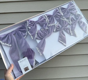 Bella Lux Velvet Bow Tree Topper NEW Purple White Pearls Glam Christmas - Picture 1 of 3