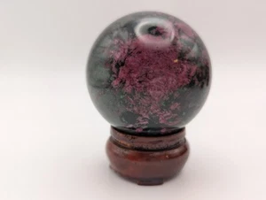 54mm Natural Peach Blossom Jade Crystal Quartz Sphere & Stand - US Seller - Picture 1 of 13