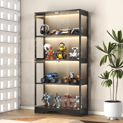Display Cabinet with Glass Doors, Curio Cabinet with RGB Human Body Light, 4-... - Image 1 of 4