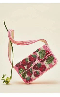 NWT Anthropologie Fiona Beaded Bag Food & Drink Edition Strawberry Craze Purse - Image 1 of 4