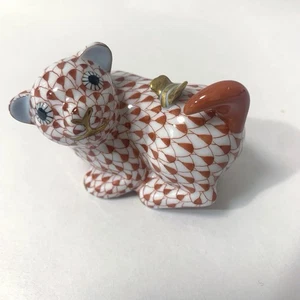 Herend Zodiac Dog Red Fishnet Figurine 2006 Hand-Painted Porcelain No Box - Picture 1 of 7