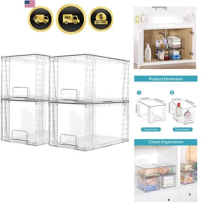 Storage Drawers Clear Acrylic Stackable Organizer Bins for Kitchen Bathroom C... - Image 1 of 4