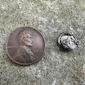 ORIGINAL Antique 10K White Gold Masonic Screw Back Small Size Lapel Pin - Picture 1 of 3