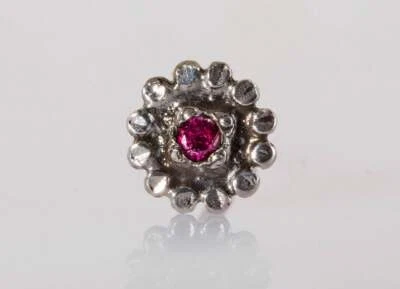 Подсолнух круглый рубин гвоздики красивый классический нос кольцо твердое 935 аргентинское серебро - Изображение 1 из 4