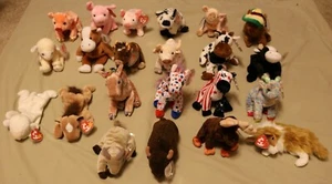 Lot #13 Original Retired Ty Beanie Babies Farm Animals w/Hang tags & Butt tags - Picture 1 of 2