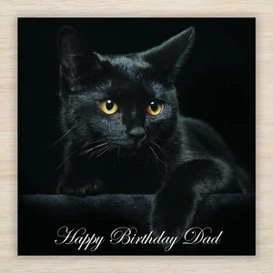 Tarjeta en blanco de cumpleaños de papá - Gato negro - ¡Envío rápido y publicación gratuita de 1ª clase! - Imagen 1 de 10