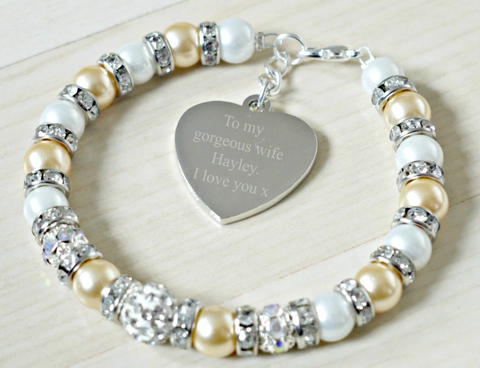 Pulsera Grabada Personalizada Corazón Dije Mejor Esposa Cumpleaños Aniversario Regalo Foto 1 de 1