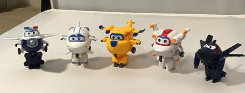Super Wings Transform-A-Bots Mini 2" Figures Robot Airplanes 5 Planes LOT #1 Cover