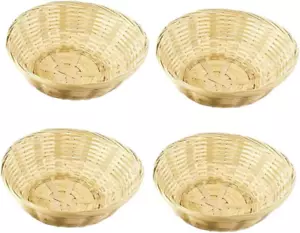 4Pcs 9" All-Purpose Rustic Round Bamboo Basket Kitchen Organize Food Storage - Picture 1 of 12
