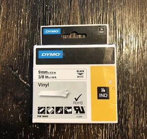 NEW DYMO 18443 Rhino Labels Vinyl Tape 3/8" x 18 feet 9mm x 5.5mm - Picture 1 of 2
