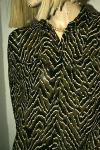 MNG by MANGO Casual Bluse oliv weiß schwarz gemustert nw M - Bild 1 von 5