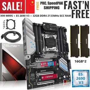 X99 MR9S Motherboard LGA 2011-3 Xeon E5 2690 V3 CPU 32G DDR4 2133MHz ECC RAM M.2 - Picture 1 of 13