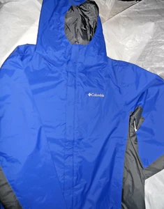 Mens Columbia Timber Pointe II Waterproof Hooded Rain Jacket Blue Size XL - Picture 1 of 7