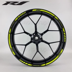 YZF-R1 motorcycle wheel decals rim stripes for Yamaha YZF R1 fluo neon yellow - Picture 1 of 5