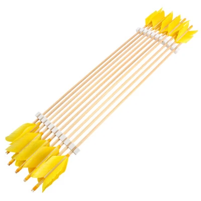 6pcs Archery Flu-Flu Wooden Arrows 4 Turkey Feathers Traditional Bow Hunting - Image 1 of 4