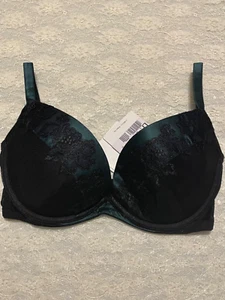 La Perla Smoking 32D Push Up Bra Black Emerald Silk Blend - Picture 1 of 2