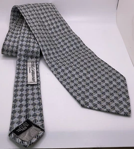 Dolce &Gabbana Cravatte 100%Silk Shades Of Grey/Silver Men’s Tie - Picture 1 of 9