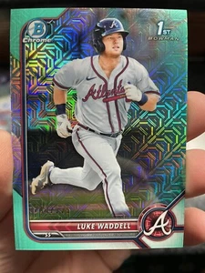 2022 1st Bowman Chrome Aqua Mega Box Luke Waddell #200/275 Atlanta Braves BCP-48 - Picture 1 of 3
