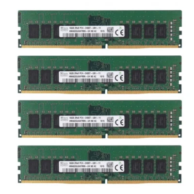 New Hynix 64GB (4X16GB) DDR4 2400MHz PC4-19200 UDIMM Memory Ram HMA82GU6AFR8N-UH - Image 1 of 4