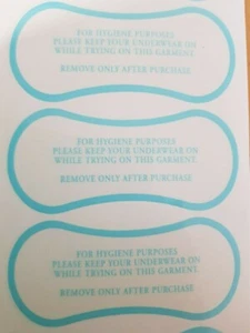 500 Hygiene Protection Adhesive Labels for Swimwear/Underwear, Blue Print - Picture 1 of 1