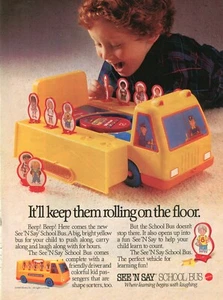 1989 Mattel See N Say School Bus Toy Vintage Print Ad - Picture 1 of 1