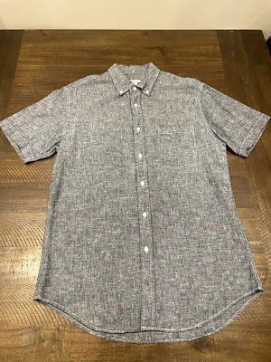 Nuevo sin etiquetas Merona Para Hombres Abotonada Manga Corta Bolsillo Azul Brezo Informal Lavado Suave Foto 1 de 4