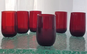 Mid Century Anchor Hocking ROLY POLY Royal Ruby Red Juice Glass, 5oz, Set of 6 - Picture 1 of 7