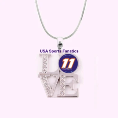 #11 - Collar Denny Hamlin de plata esterlina 925 Team Love con pedrería Foto 1 de 2