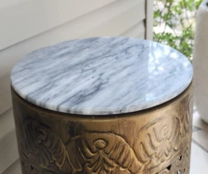 Premium Natural Stone Marble Round Cutting Serving And Cheese Tray Board 11.75" - Picture 1 of 8