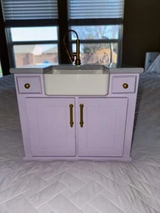 American Girl Doll Gourmet Kitchen Sink Cabinet Island Purple Island - Picture 1 of 6