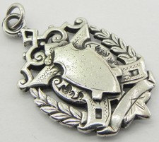 Antique Solid Silver Double Sided Fob Medal, c188, 17gr.