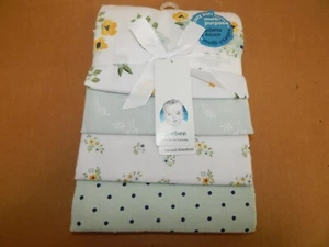 NWT 4 Piece Gerber Flannel Blankets 100% Cotton Nursery Baby 30" X 30" Soft - Picture 1 of 5