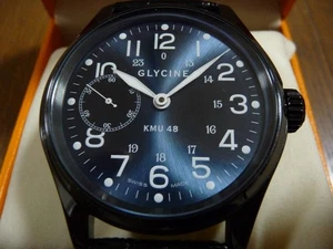 Glycine KMU 48 Manual Wind 48mm Black PVD Pilot Watch Small Seconds:JPN - Picture 1 of 6
