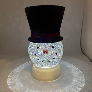 Bath & Body Works Water Globe Snowman Pedestal 3 Wick Candle Holder Light Up - Picture 1 of 8