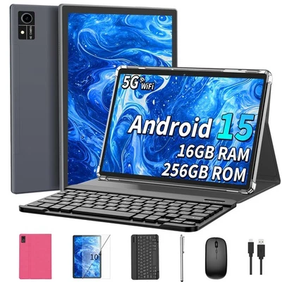 Android 15 Tablet with Keyboard, 16GB（8+8）RAM+256 Storage(Expand to 2TB), 800... - Image 1 of 4