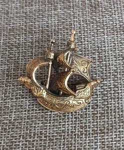 Vintage Damaszener Stil Spanische Galeone Boot Brosche - Bild 1 von 6