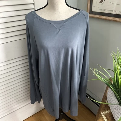 Acogedora túnica Tierra para mujer XXXL pulóver azul pizarra mezcla de bambú ropa de salón cómoda Foto 1 de 4