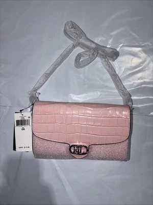 NWT Ralph Lauren Embossed Leather Medium Adair Crossbody Handbag - Tea Rose Pink - Image 1 of 4