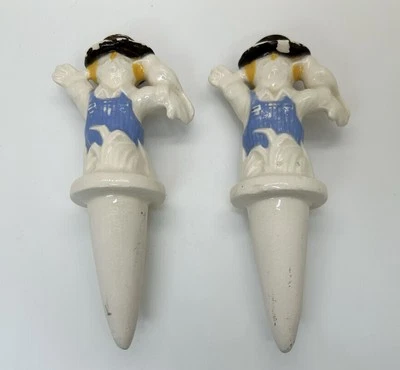 2 Vintage Plant Watering Spikes Scarecrows and Watering Cans 6.5" Tall - Image 1 of 4