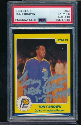 1984-85 Star #53 Tony Brown rookie rc PSA 6 signed auto autograph PSA/DNA 10 - Image 1 of 2