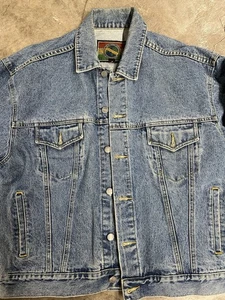 Vintage 90s-Sructure JeansWear Mens M Blue Denim Jean Jacket Metal Buttons - Picture 1 of 8